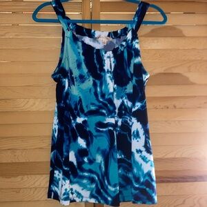 Philosophy Women’s Blue/Green Sleeveless Key Hole Loose Fitting Tank Top Size L